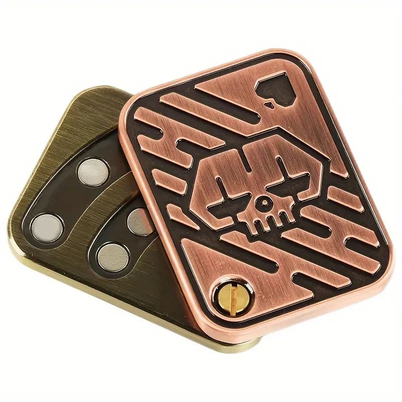 Metal Skull Push Slider Stress Relief Toy AntiStress EDC Top Spinning Poker Magnetic Fidget For Adu 1