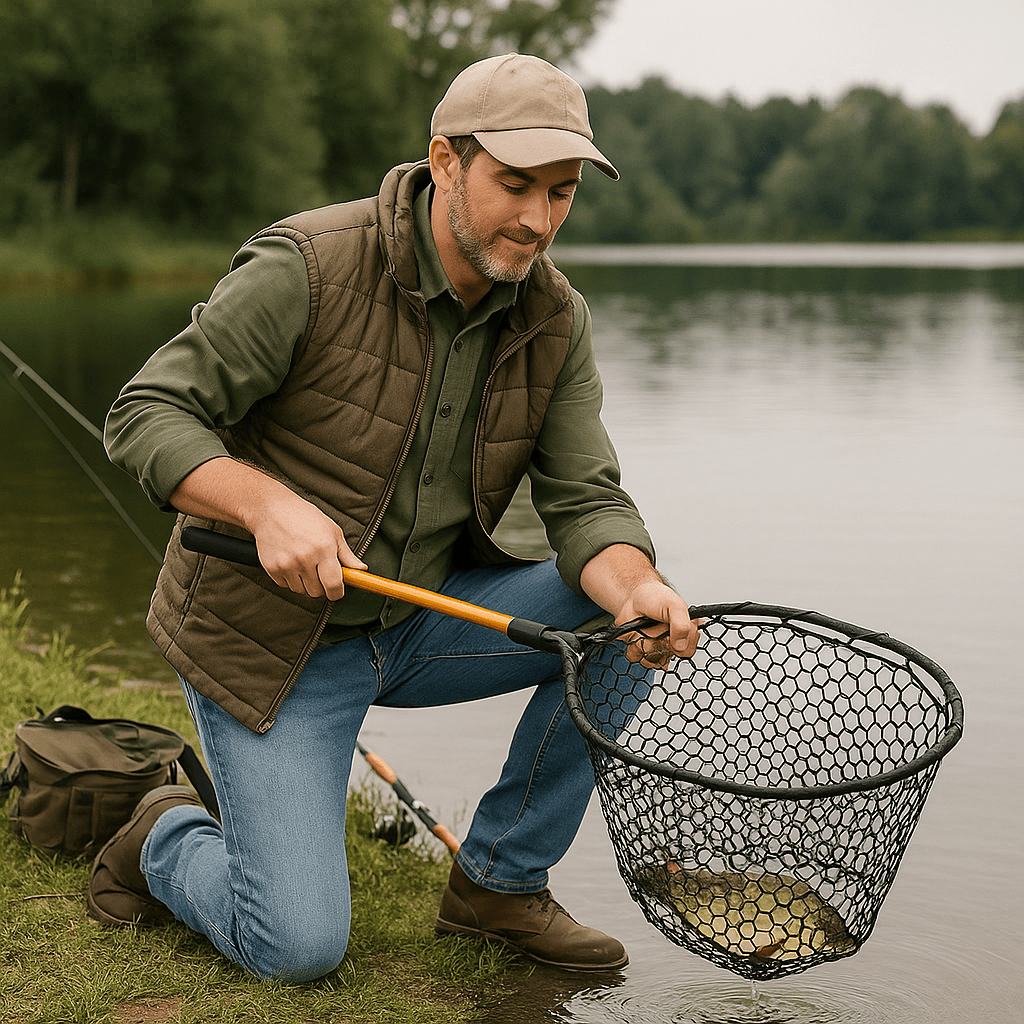 56 In Collapsible Rubber Landing Net With 35 In Handle Tangle Free For Fish Safe Design 2