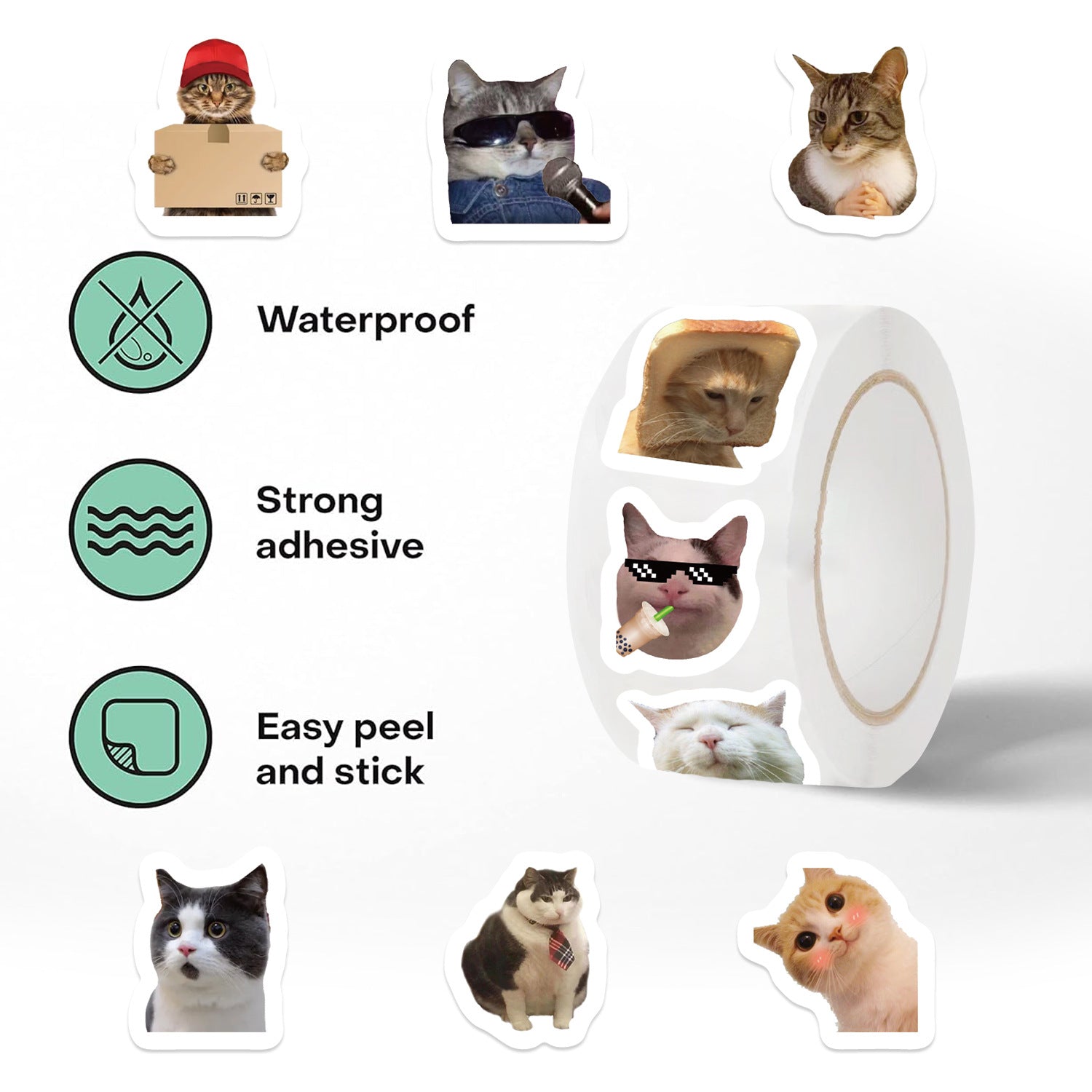 Funny Cats MEME Cartoon Graffiti Stickers Waterproof DIY Decals For Phone Guitar Laptop  Notebook 2