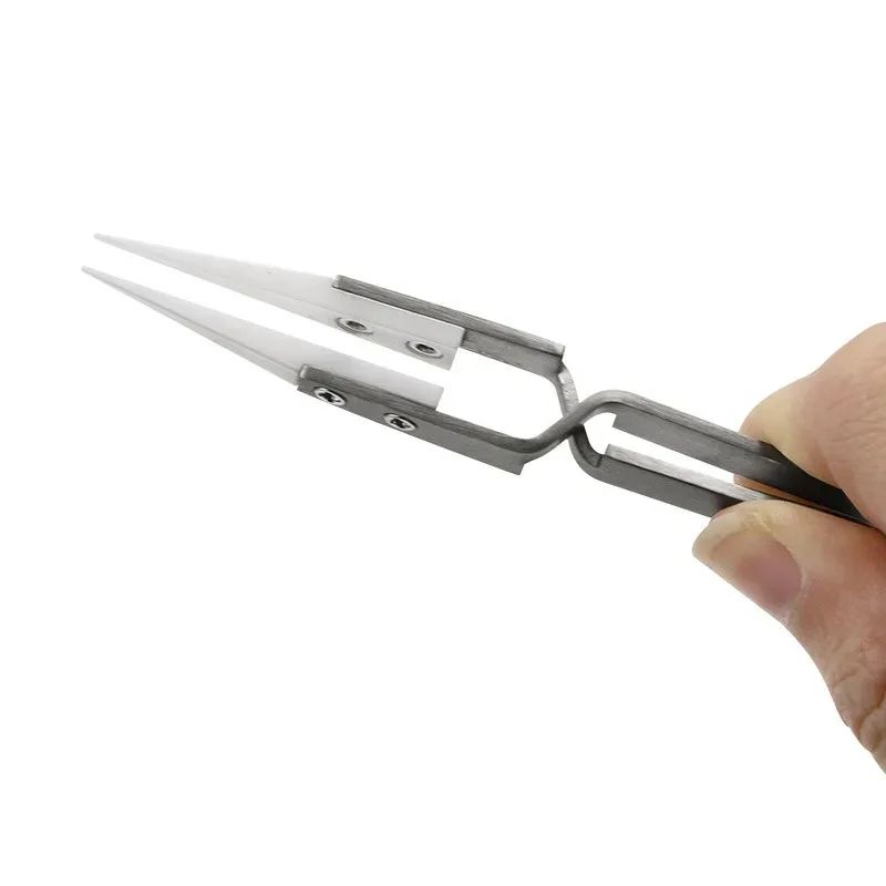 3 Pcs Ceramic Straight Tip Electronic Soldering Tweezers AntiStatic AcidResistant Precision Tools F 2