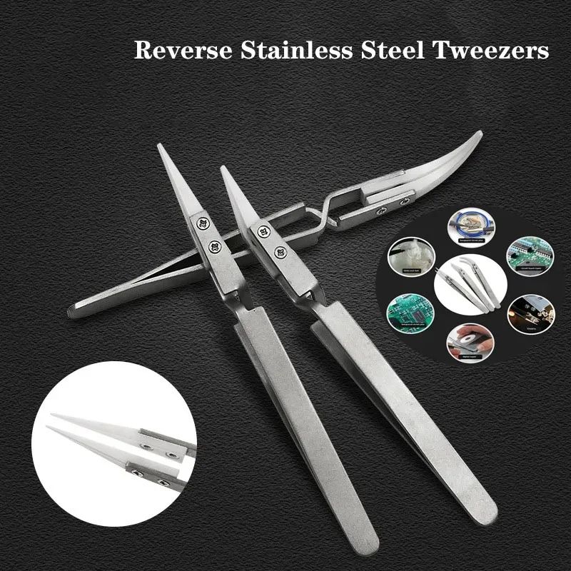 3 Pcs Ceramic Straight Tip Electronic Soldering Tweezers AntiStatic AcidResistant Precision Tools F 4