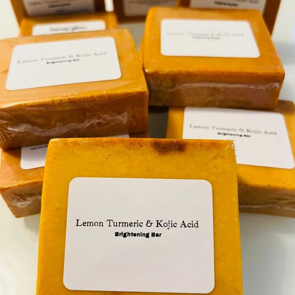 100g Turmeric Handmade Soap With Lemon  Kojic Acid  Brightening Facial  Body Bar For Dark Spots  Un 1