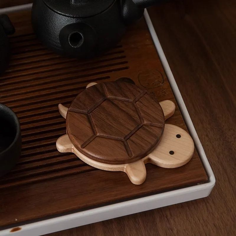 Black Walnut Solid Wood Turtle Insulation Mat Creative And Cute Antiscald Tea Coaster  Tableware Or 2