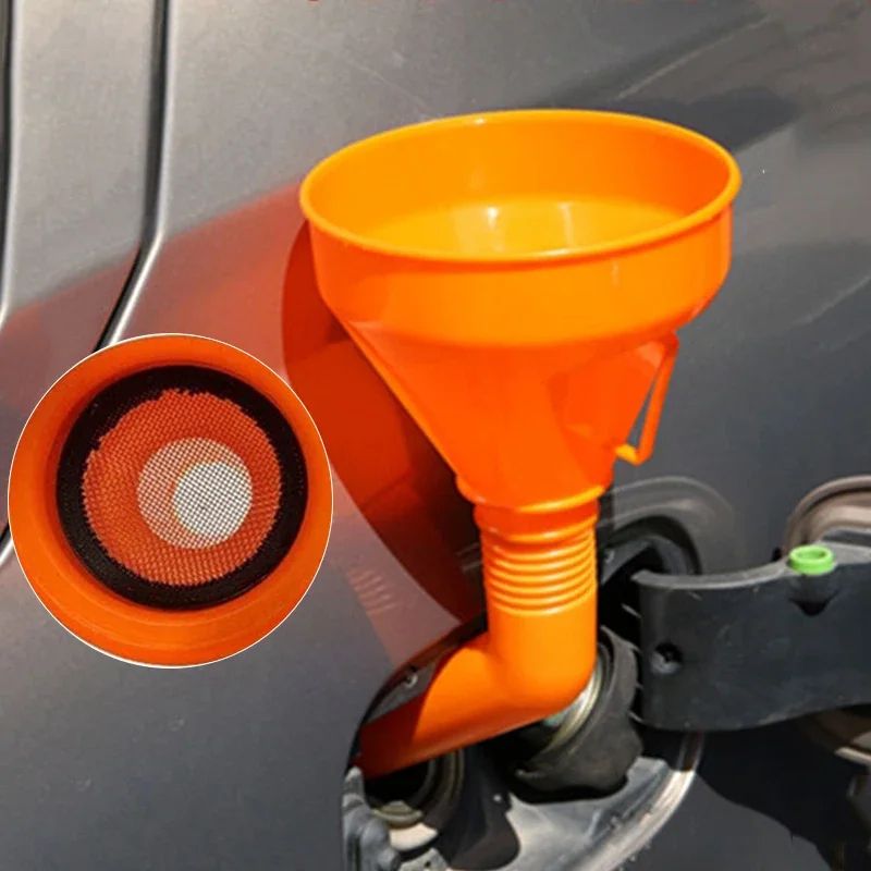 Motorcycle Refuel Gasoline Engine Oil Funnel with Filter, Car Repair Long Mouth Refueling Funnel & Filling Tool for Fuel