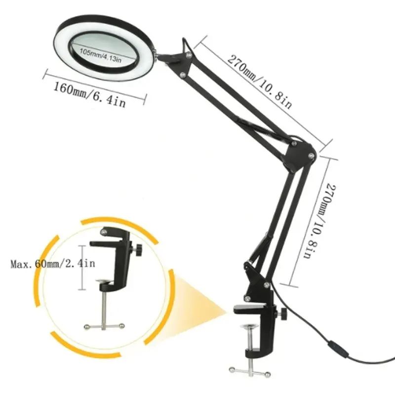 Magnifier USB 3 Colors LED Magnifying Glass For Soldering Iron Repair Table Lamp Skincare Beauty 8