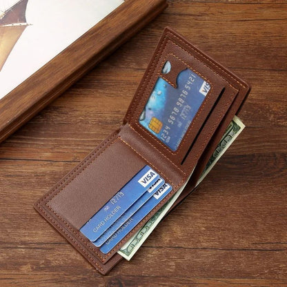 Mens Short Frosted Leather Wallet MultiSlot Coin Pocket  Photo Holder Compact  Stylish Small Mens W 2
