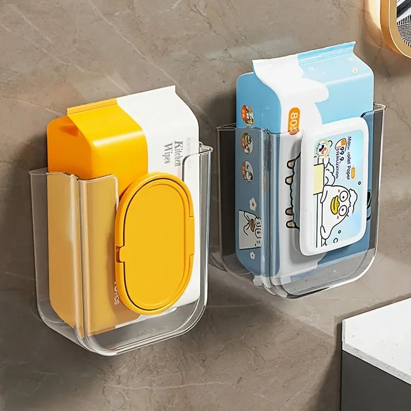 Wall-Mounted Wet Tissue Storage Box, Non-Perforated Bathroom Organizer with Large Opening & High Load Capacity