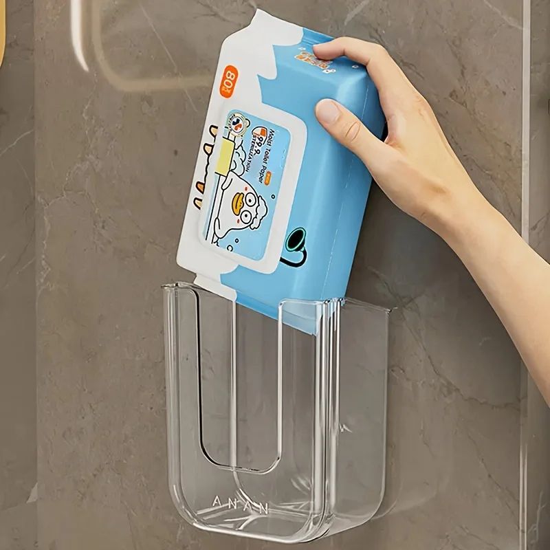 WallMounted Wet Tissue Storage Box NonPerforated Bathroom Organizer With Large Opening  High Load C 2