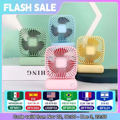 Mini Handheld USB Fan Speed Portable Desktop Fan, Quiet Airflow, Rechargeable for Home, Office, Car, and Outdoor Use