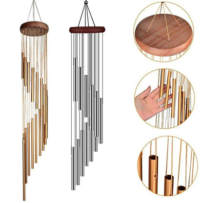 Elegant Tube Aluminum Alloy Wind Chimes with Hook, Gold/Silver Bells for Garden, Patio, Wedding, Memorial, and Gift