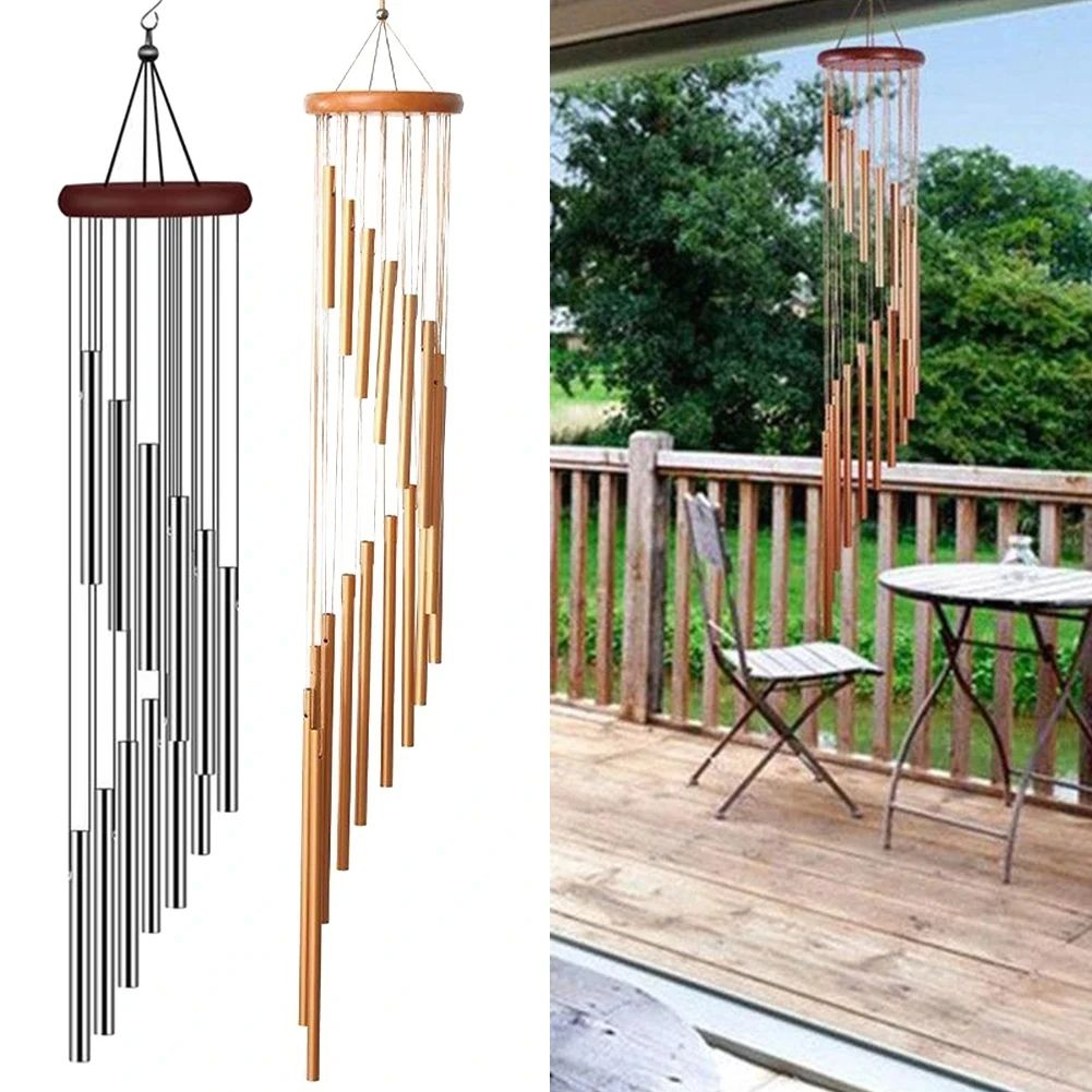Elegant Tube Aluminum Alloy Wind Chimes With Hook GoldSilver Bells For Garden Patio Wedding Memoria 1
