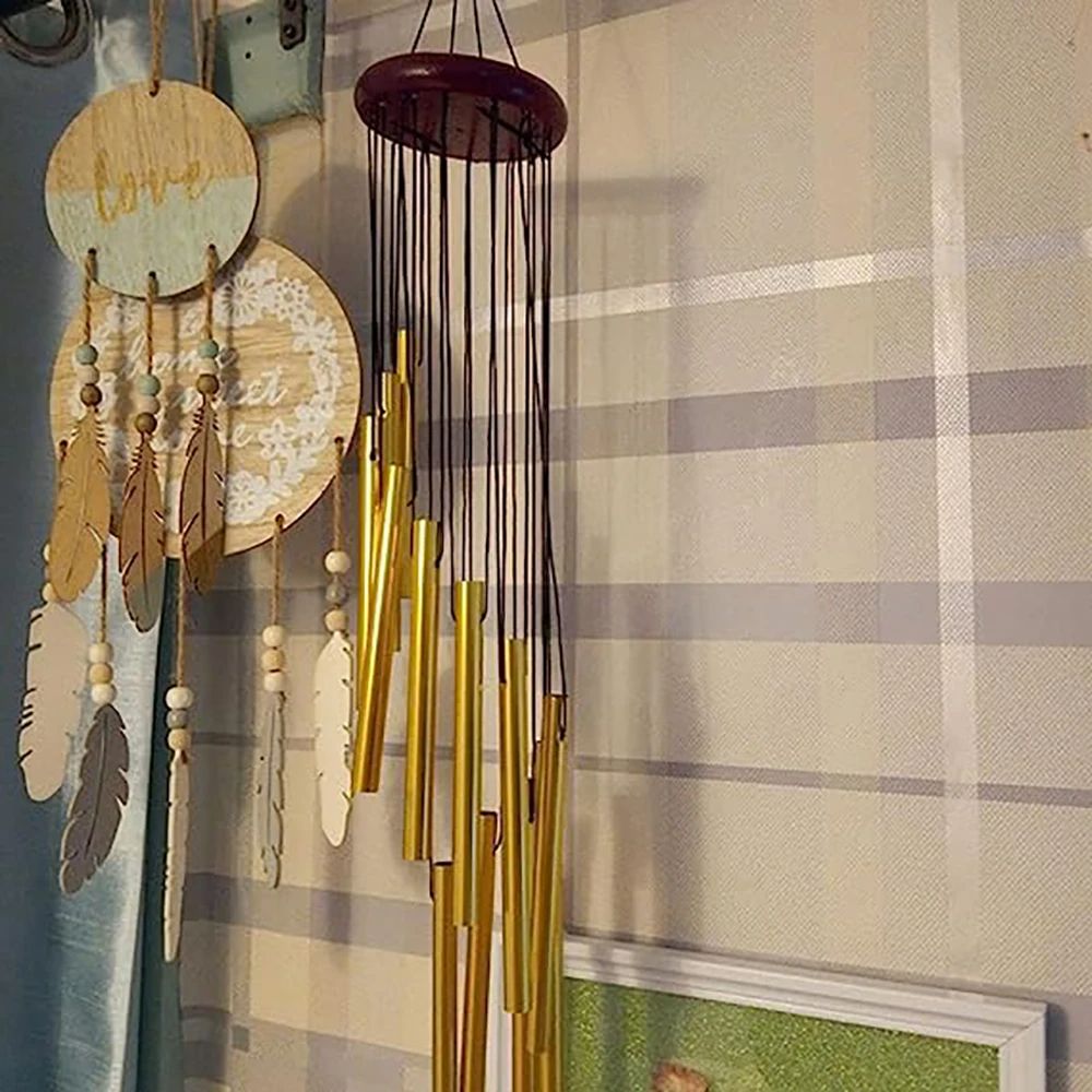 Elegant Tube Aluminum Alloy Wind Chimes With Hook GoldSilver Bells For Garden Patio Wedding Memoria 5