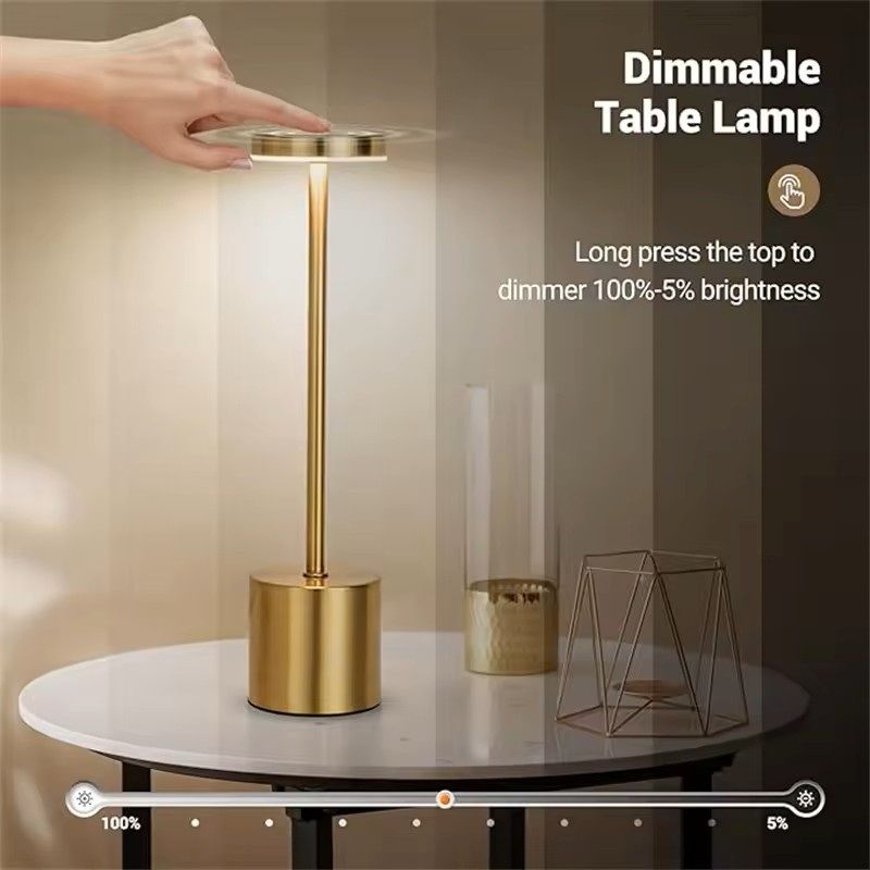 Touch-Control USB Rechargeable Table Lamp with 3 Color Modes & Stepless Dimming