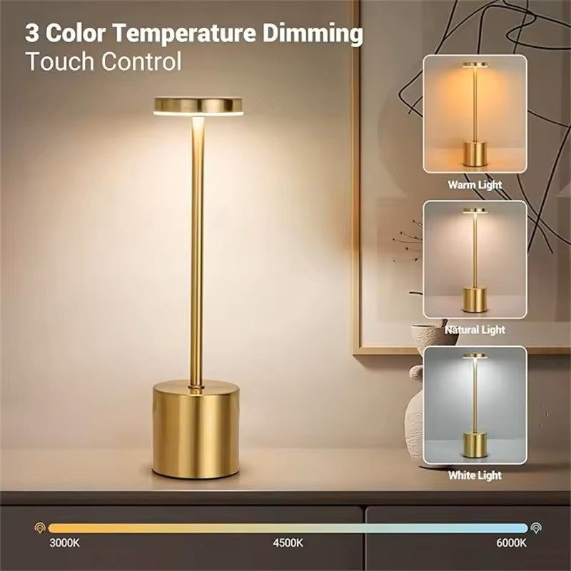 TouchControl USB Rechargeable Table Lamp With 3 Color Modes  Stepless Dimming 1