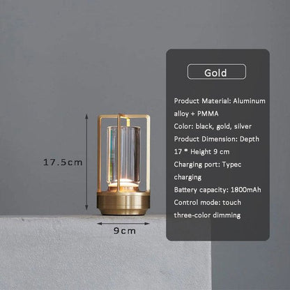 Crystal Touch LED Table Lamp  Rechargeable Ambient Light For Home Dining  Camping 6