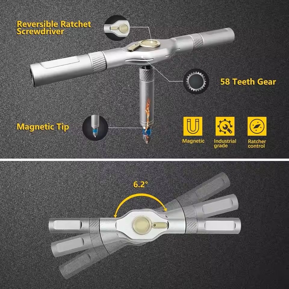 Multifunction Ratchet Screwdriver Set With Magnetic Bits 4