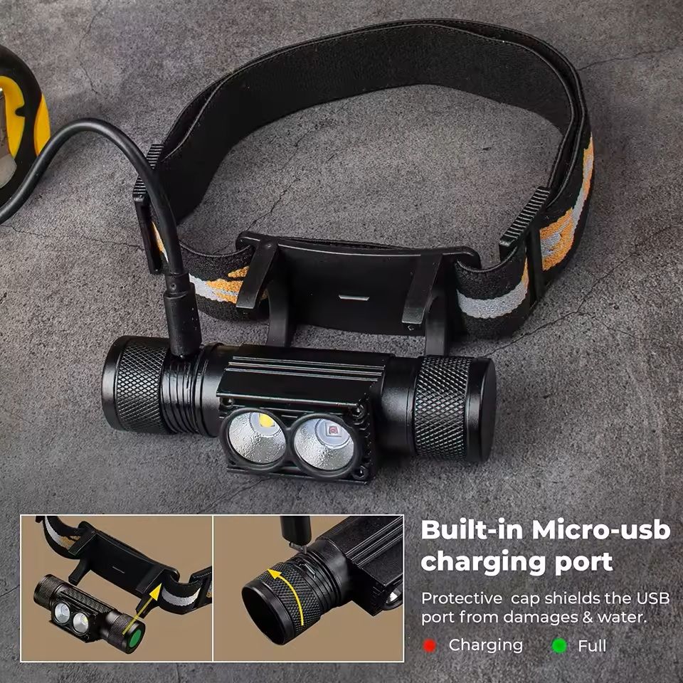 Rechargeable LED Headlamp With White And Deep Red Light 2