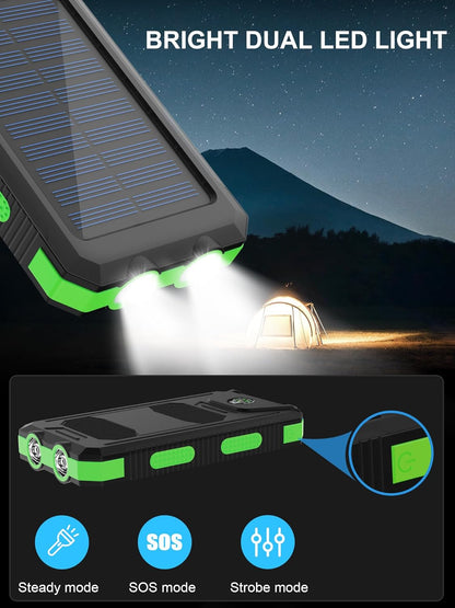 38800mAh Waterproof Solar Power Bank Dual USB Outdoor Mobile Charger For Camping  Travel 6