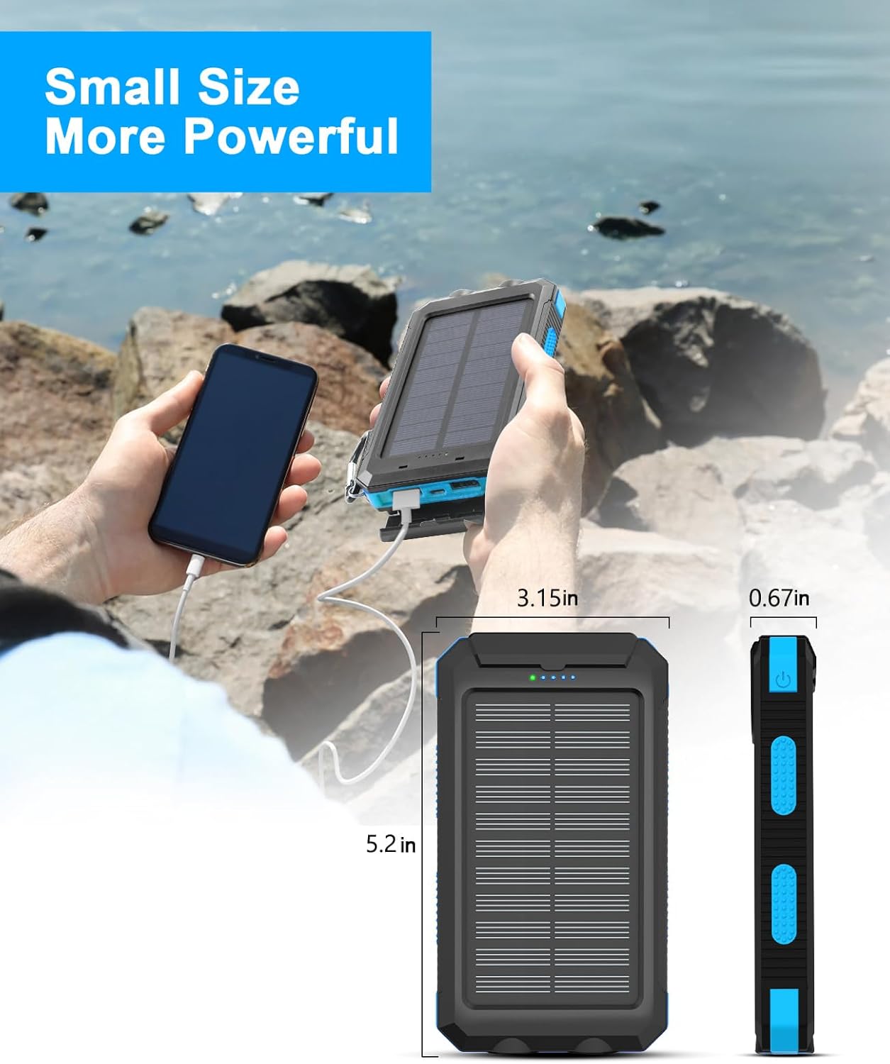 38800mAh Waterproof Solar Power Bank Dual USB Outdoor Mobile Charger For Camping  Travel 8