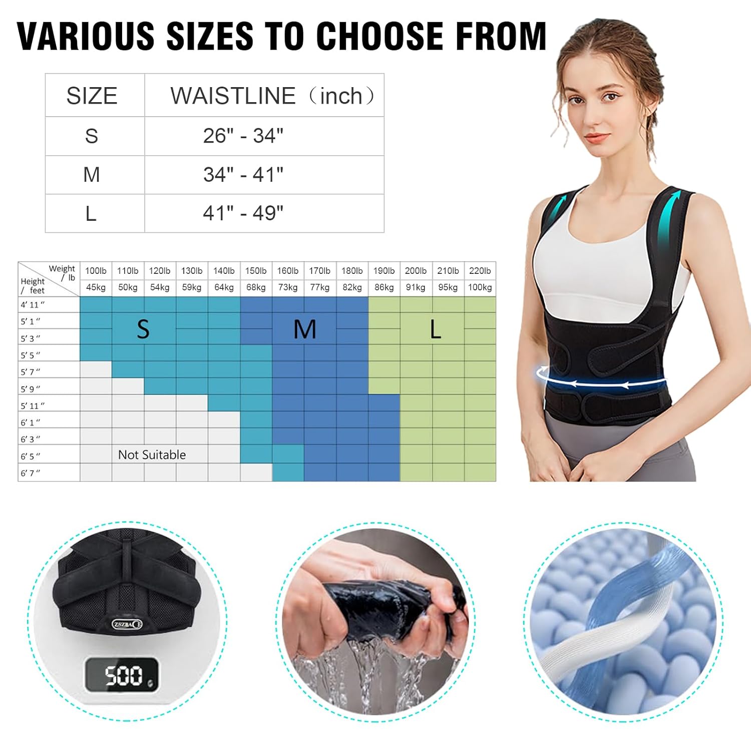 Adjustable Back Brace Posture Corrector  Full Back Support For Spine Neck  Shoulder Alignment Men   4