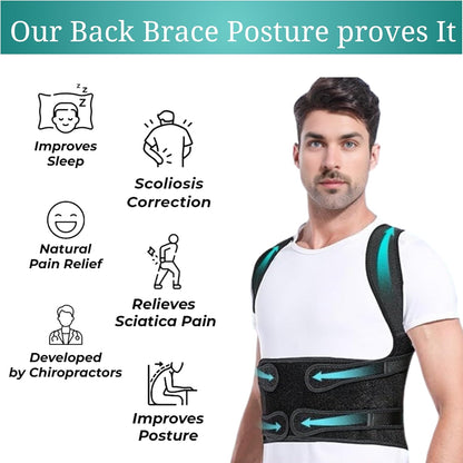Adjustable Back Brace Posture Corrector  Full Back Support For Spine Neck  Shoulder Alignment Men   2
