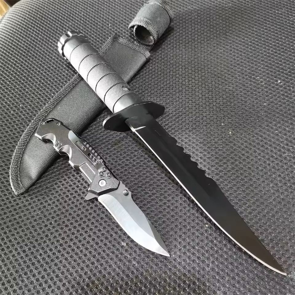 Camping Knife Set with Fixed and Folding Blades 8Cr13MoV Steel