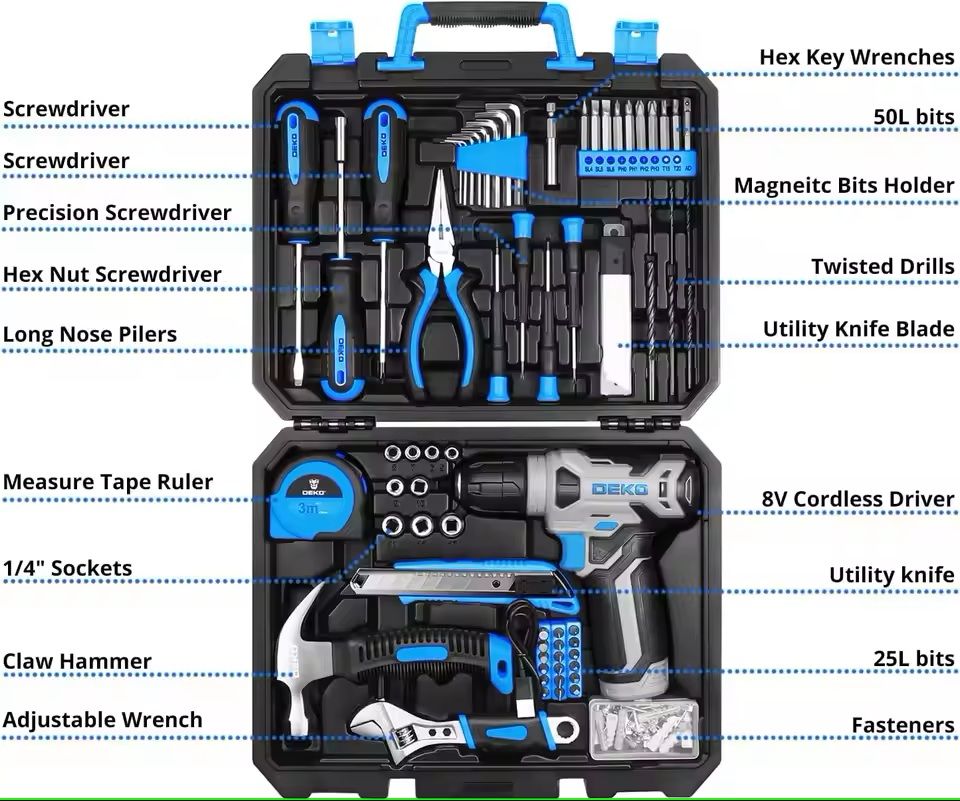 Cordless Drill And Home Tool Set 126 Piece With 8V Power And Storage Case 5
