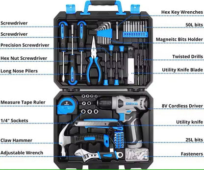 Cordless Drill And Home Tool Set 126 Piece With 8V Power And Storage Case 5