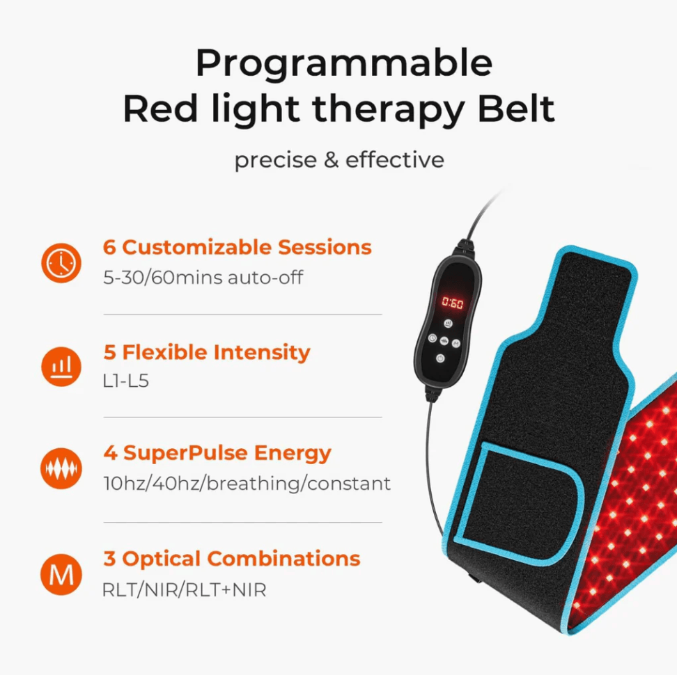 ThermaGlow Red Light Therapy Belt  Infrared Pain Relief And Slimming Pad With 660nm  850nm LEDs 1