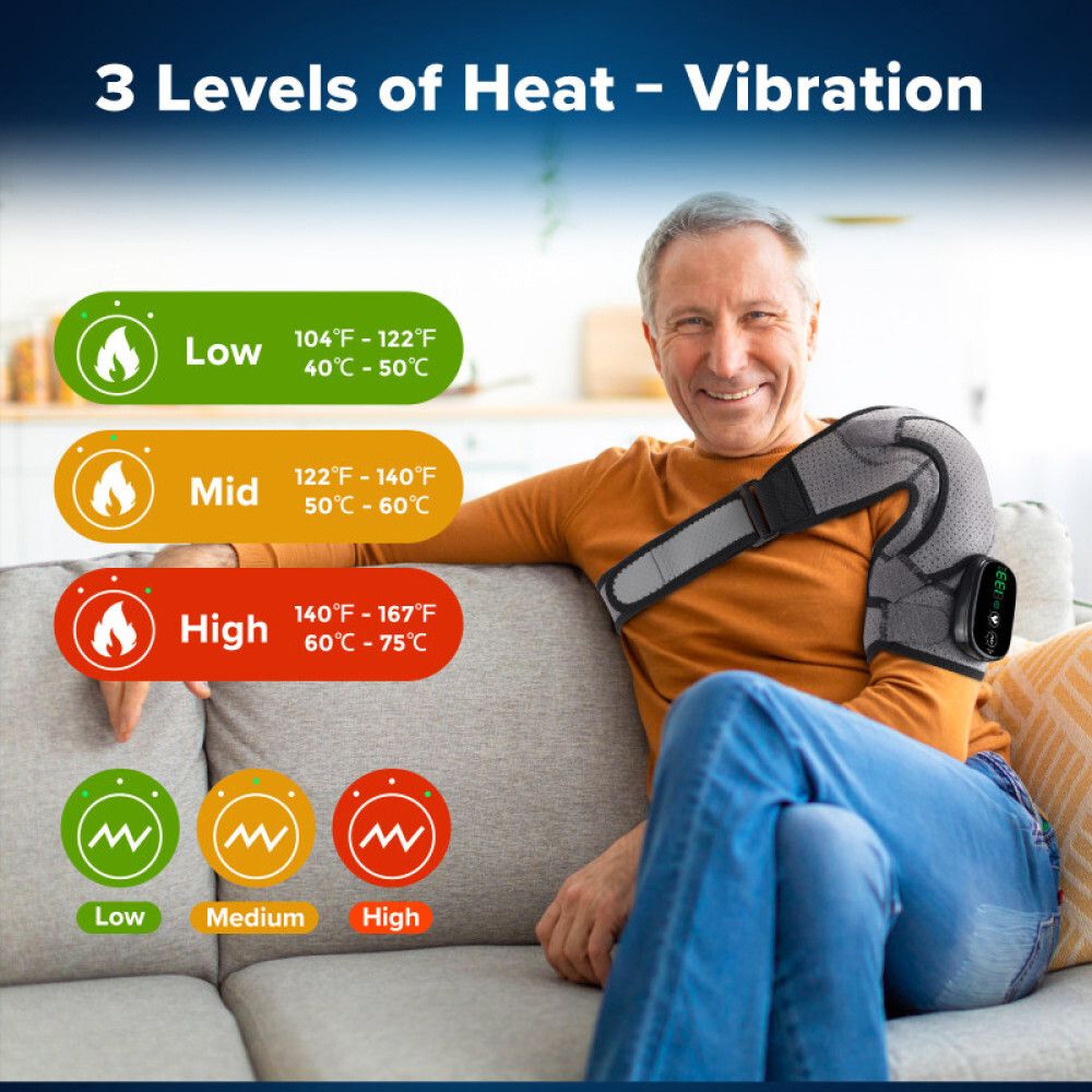 FlexiTherm Heated Shoulder  Elbow Wrap  Vibration Therapy Brace For Joint Pain Relief And Arthritis 2