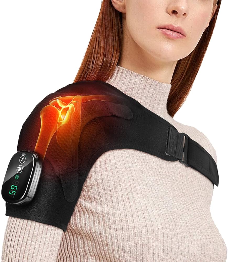 FlexiTherm Heated Shoulder & Elbow Wrap – Vibration Therapy Brace for Joint Pain Relief and Arthritis Support