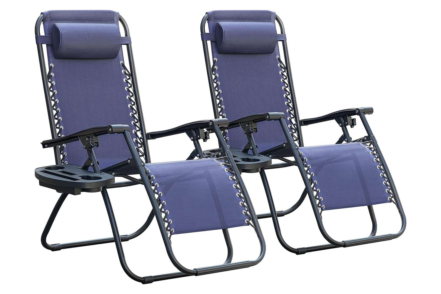 ZenLounge Zero Gravity Recliner Set  2Pack Outdoor Lounge Chairs With Cup Holders  Adjustable Headr 3