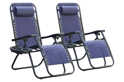 ZenLounge Zero Gravity Recliner Set  2Pack Outdoor Lounge Chairs With Cup Holders  Adjustable Headr 3