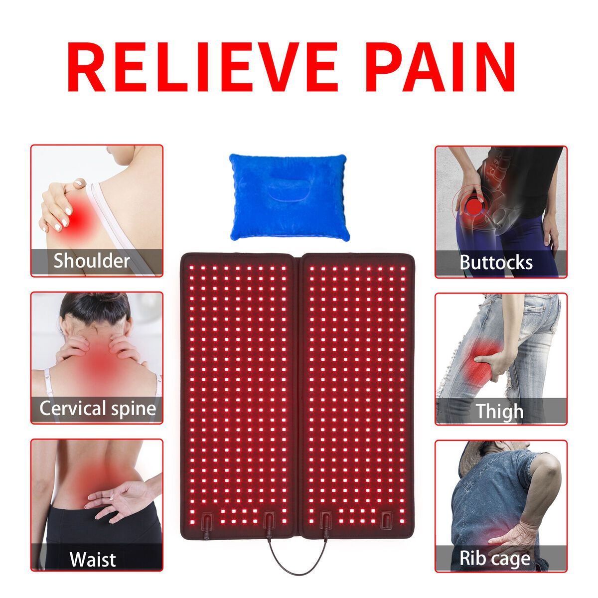ThermaFlex Infrared Heating Massage Belt  Red Light Therapy Pad For Lumbar  Muscle Pain Relief 2