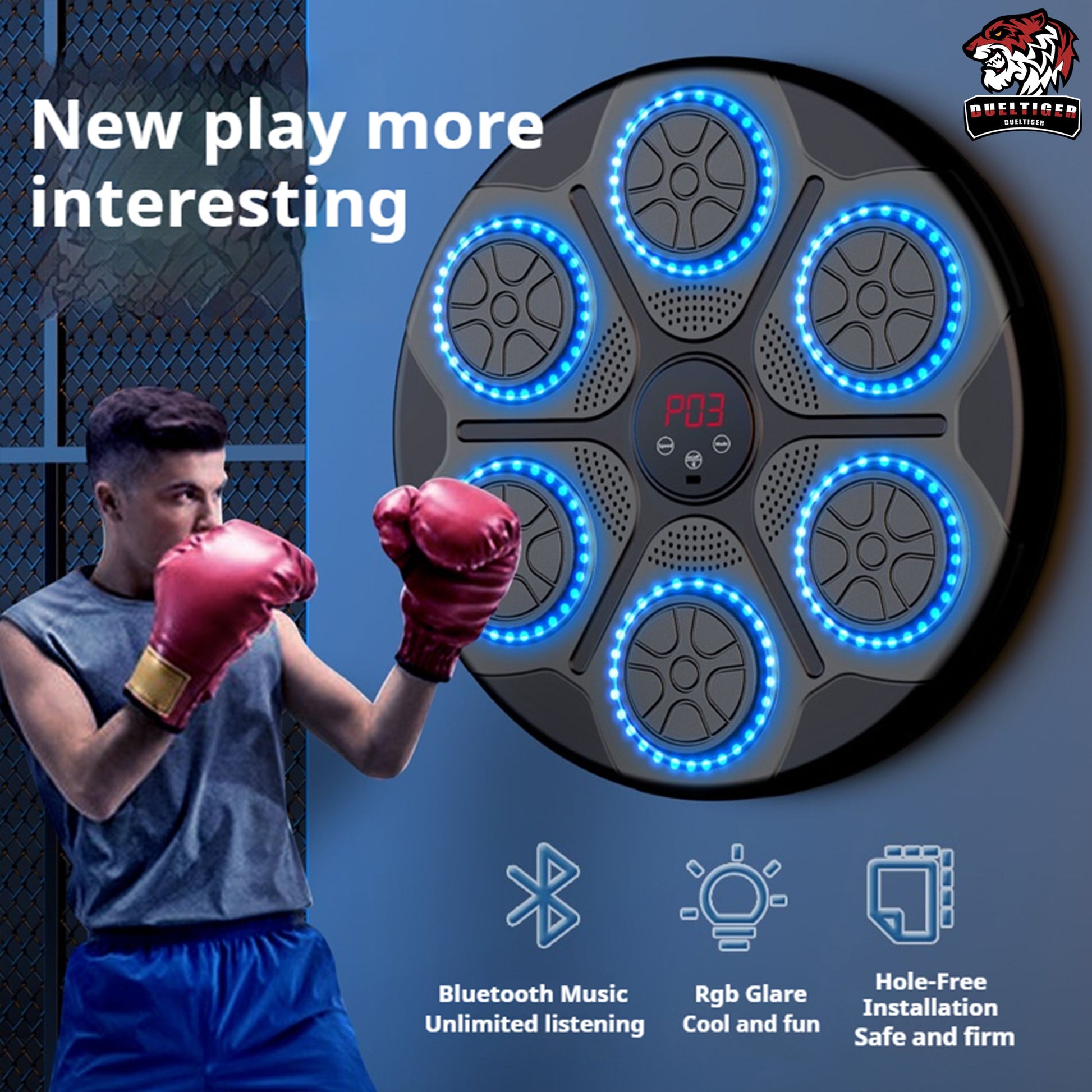 RhythmStrike Smart Music Boxing Trainer  WallMounted Bluetooth Punch Pad For Home Fitness  Reaction