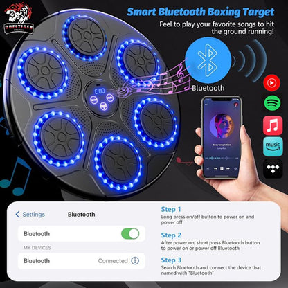 RhythmStrike Smart Music Boxing Trainer  WallMounted Bluetooth Punch Pad For Home Fitness  Reaction
