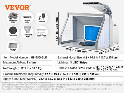 VEVOR DualFan Spray Booth Kit  LED Airbrush Station With Exhaust 4