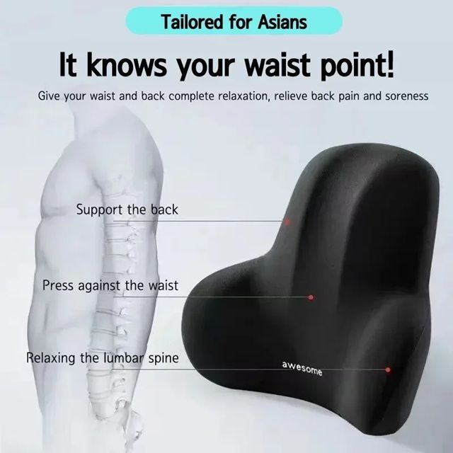 Memory Foam Lumbar Support Pillow  Back Cushion For Office Car Gaming  Postpartum Pain Relief 6