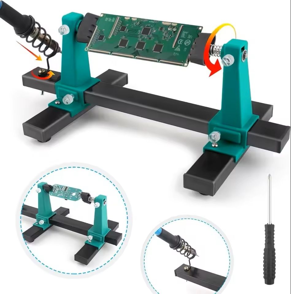 Adjustable PCB Holder with 360° Rotation for Soldering & Assembly (200–300mm Range)