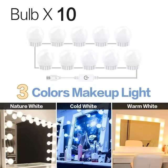Vanity Mirror Light Kit With Detachable LED Bulbs And USB Power 1