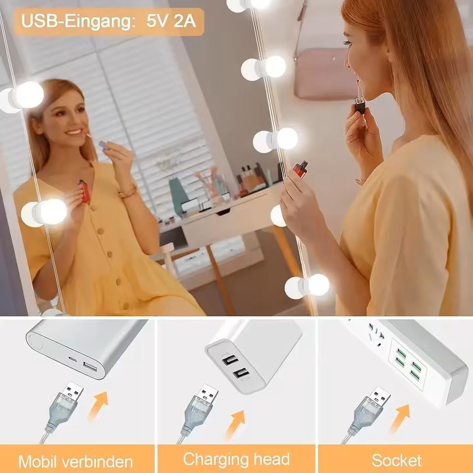 Vanity Mirror Light Kit With Detachable LED Bulbs And USB Power 5