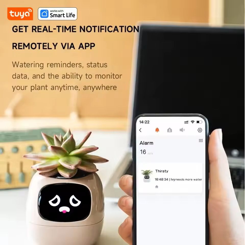 Smart AI Planter With LED Expressions And Sensors For Easy Fun Plant Care 3