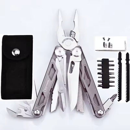 Multifunction Folding Tool Set with Knife Scissors and Pliers for EDC and Survival Use