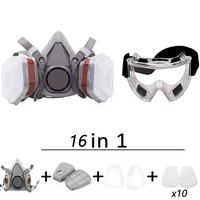Reusable Half Face Respirator Mask With Filters For Dust Gas And Chemical Protection 9