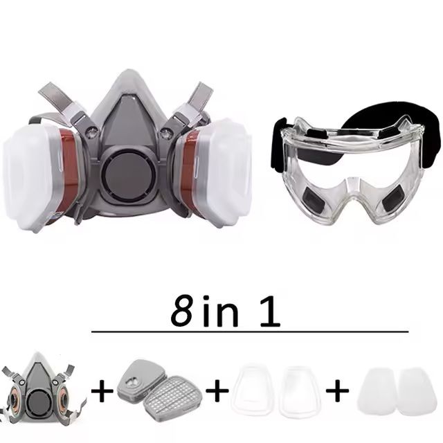 Reusable Half Face Respirator Mask With Filters For Dust Gas And Chemical Protection 7