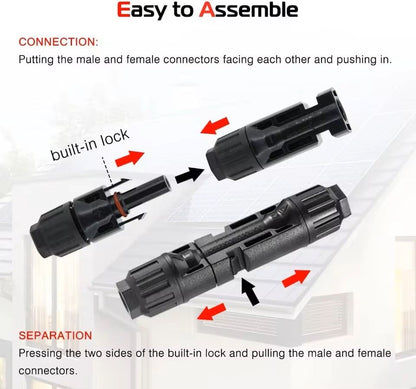 Solar PV Connector Set Male And Female Pairs For 1000V 30A Solar Panel Cable 25 To 6mm 3