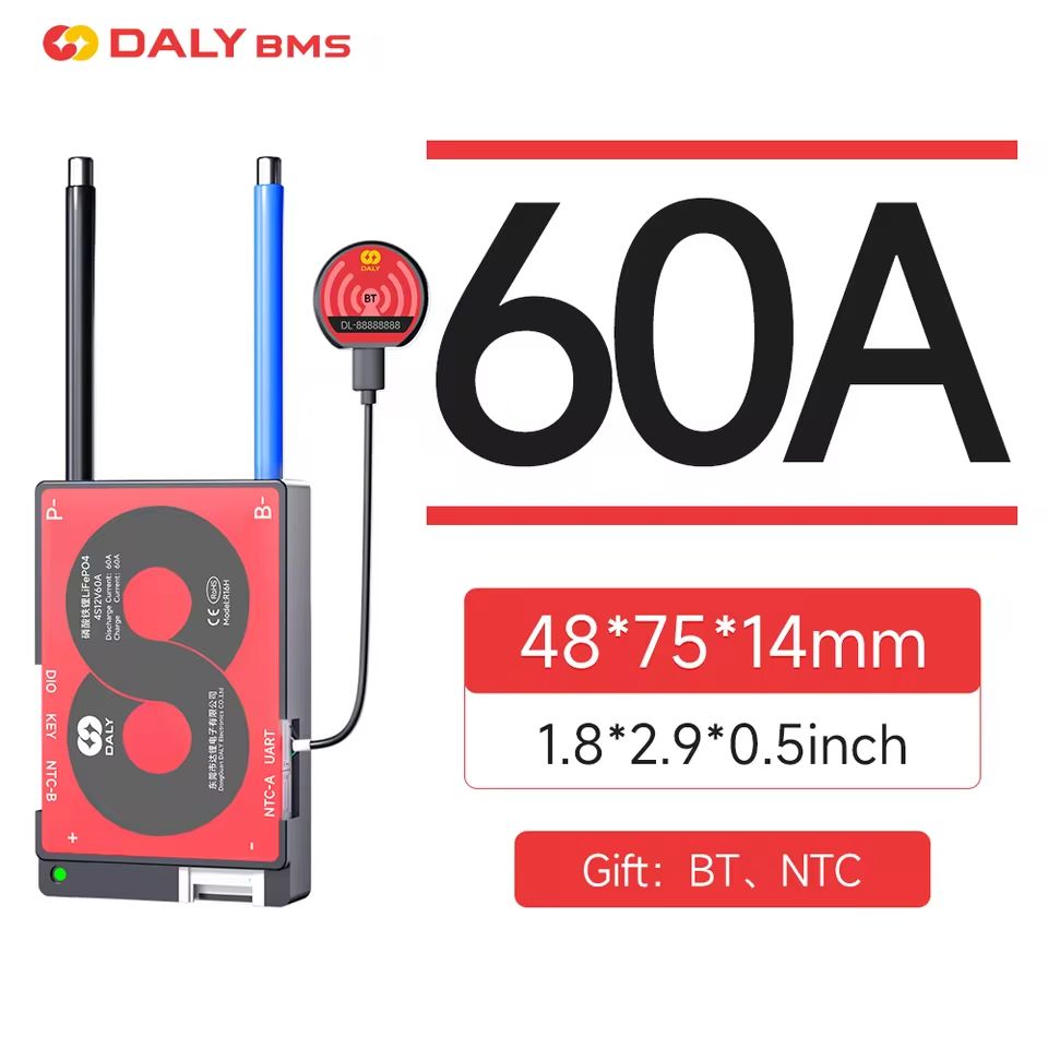 Daly Smart LiFePO4 BMS 4 to 16S 100A with Bluetooth UART and CANBUS
