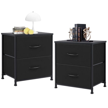 JHK 2Piece Fabric Drawer Nightstand Set  Lightweight Storage For Bedroom Dorm Or Office 6