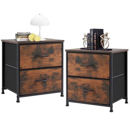 JHK 2Piece Fabric Drawer Nightstand Set  Lightweight Storage For Bedroom Dorm Or Office 5