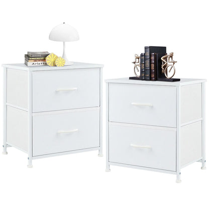 JHK 2Piece Fabric Drawer Nightstand Set  Lightweight Storage For Bedroom Dorm Or Office 4